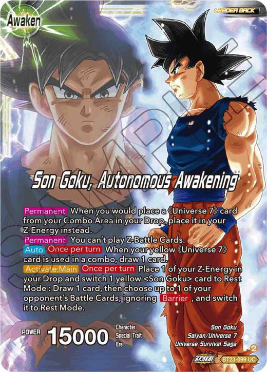 SSB Son Goku // Son Goku, Autonomous Awakening BT23-099 Uncommon