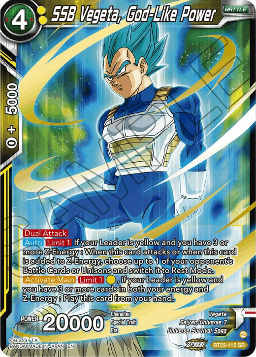 SSB Vegeta, God-Like Power BT23-115 Super Rare Foil