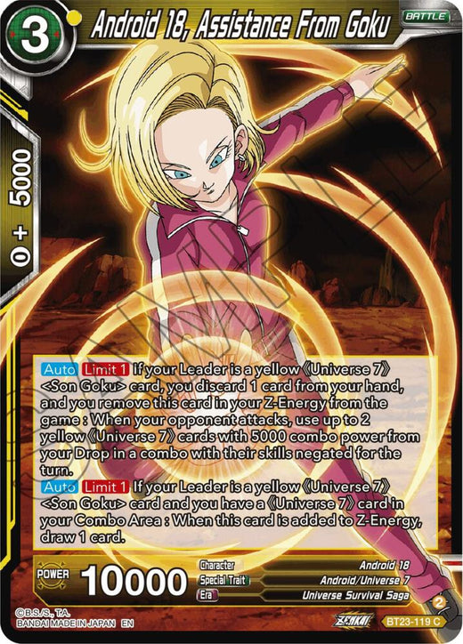Android 18, Assistance From Goku BT23-119 Common