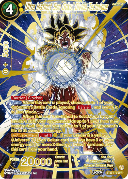 Ultra Instinct Son Goku, Divine Technique (SPR) BT23-110 Special Rare Foil
