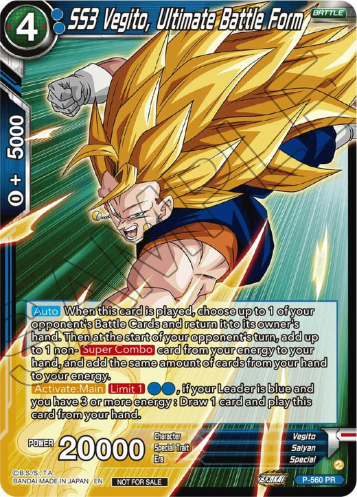 SS3 Vegito, Ultimate Battle Form (Zenkai Series Tournament Pack Vol.6) P-560 Promo