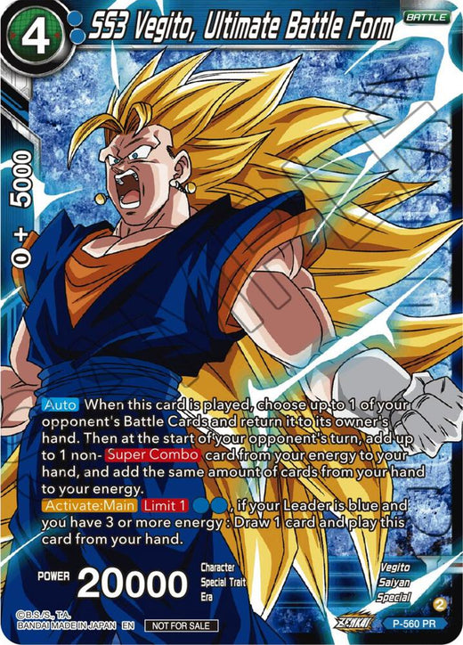 SS3 Vegito, Ultimate Battle Form (Zenkai Series Tournament Pack Vol.6) (Winner) P-560 Promo Foil