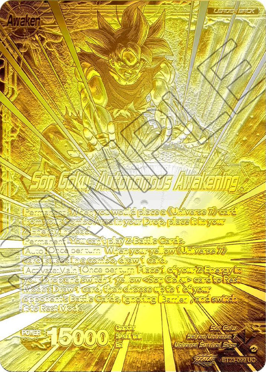 SSB Son Goku // Son Goku, Autonomous Awakening (2023 Championship Finals) (Gold Metal Foil) BT23-099 Promo