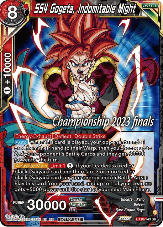 SS4 Gogeta, Indomitable Might (2023 Championship Finals Celebration Pack) BT18-143 Promo Foil