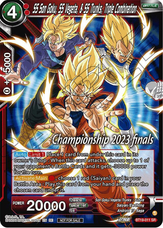 SS Son Goku, SS Vegeta, & SS Trunks, Triple Combination (2023 Championship Finals Celebration Pack) BT19-011 Promo Foil