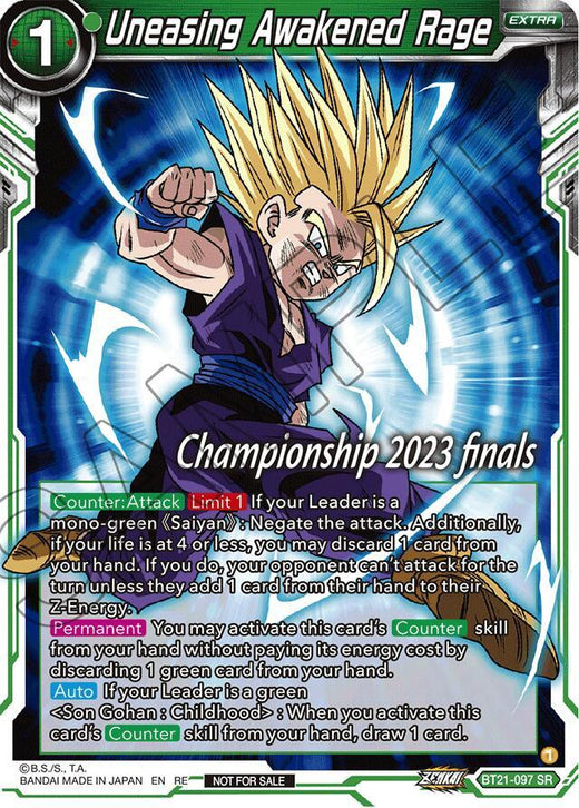 Uneasing Awakened Rage (2023 Championship Finals Celebration Pack) BT21-097 Promo Foil