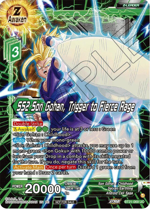 SS2 Son Gohan, Trigger to Fierce Rage (2023 Championship Finals Zenkai Premium Pack) BT21-069 Promo Foil
