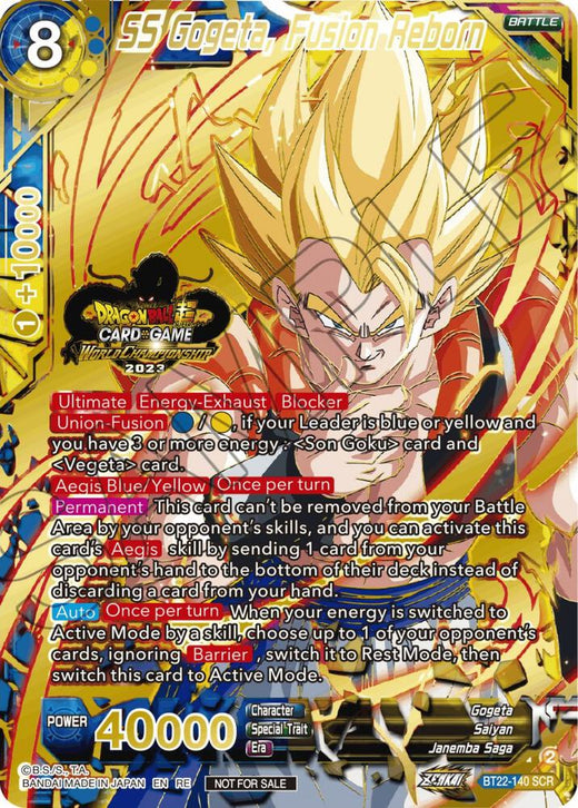 SS Gogeta, Fusion Reborn (2023 World Championship Stamp) BT22-140 Promo