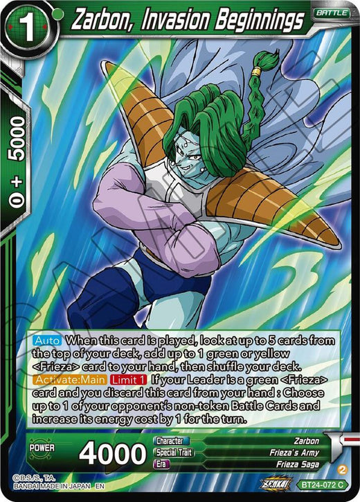 Zarbon, Invasion Beginnings BT24-072 Common