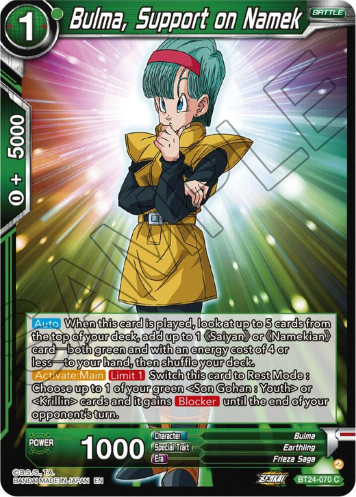 Bulma, Support on Namek BT24-070 Common
