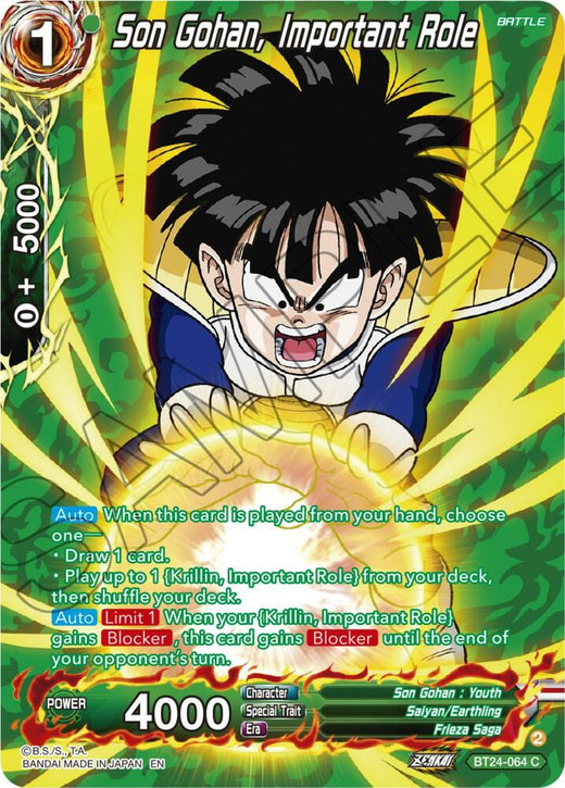 Son Gohan, Important Role (Collector Booster Silver) BT24-064 Common Foil