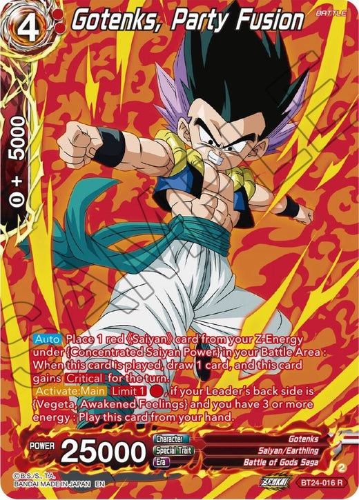 Gotenks, Party Fusion (Collector Booster Silver) BT24-016 Rare Foil