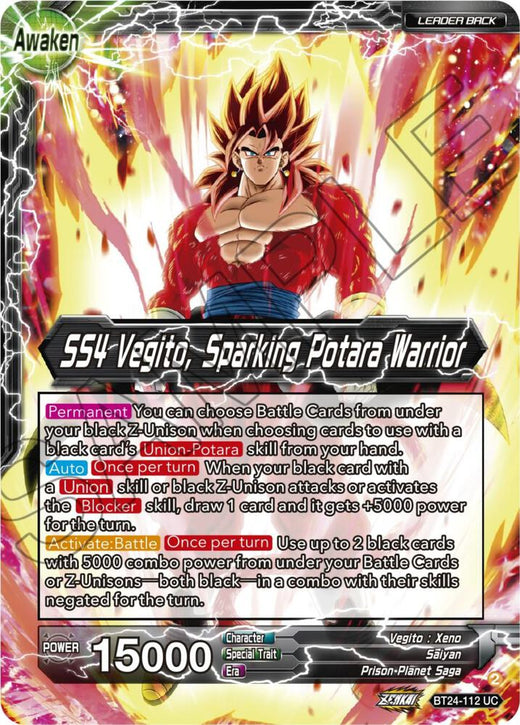 SS4 Son Goku & SS4 Vegeta // SS4 Vegito, Sparking Potara Warrior BT24-112 Uncommon