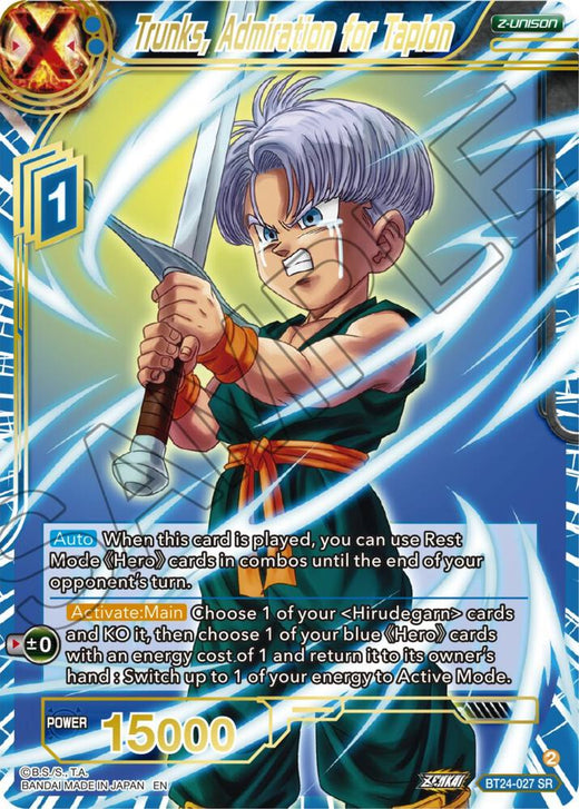 Trunks, Admiration for Tapion BT24-027 Super Rare Foil