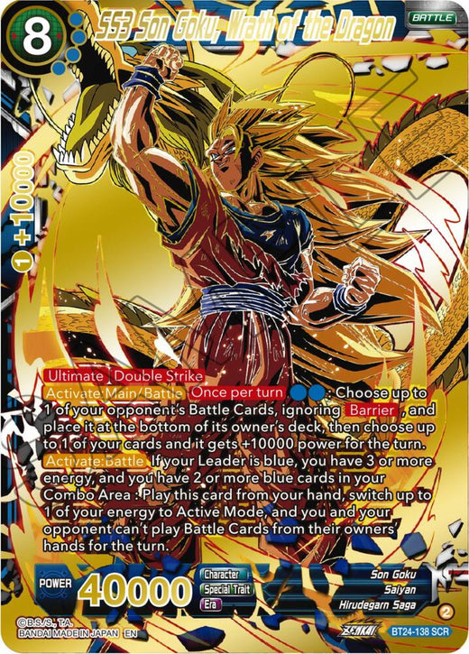 SS3 Son Goku, Wrath of the Dragon BT24-138 Secret Rare Foil