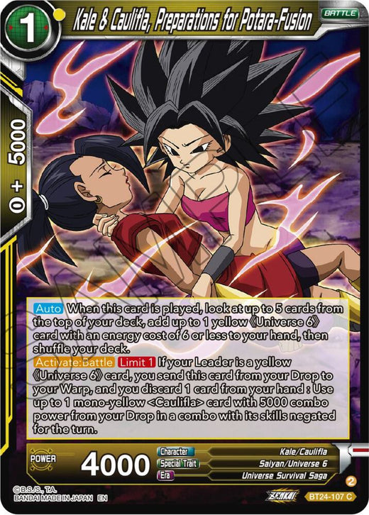 Kale & Caulifla, Preparations for Potara-Fusion BT24-107 Common