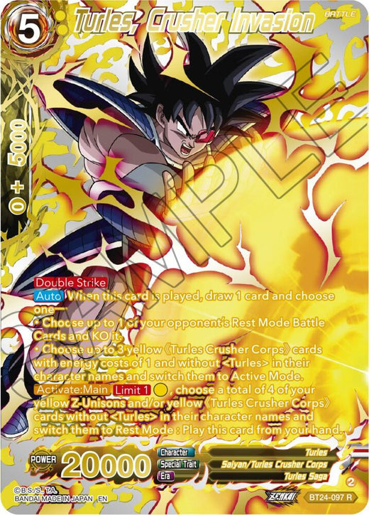 Turles, Crusher Invasion (Collector Booster Gold) BT24-097 Rare Foil