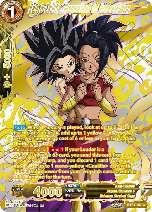 Kale & Caulifla, Preparations for Potara-Fusion (Collector Booster Gold) BT24-107 Common Foil