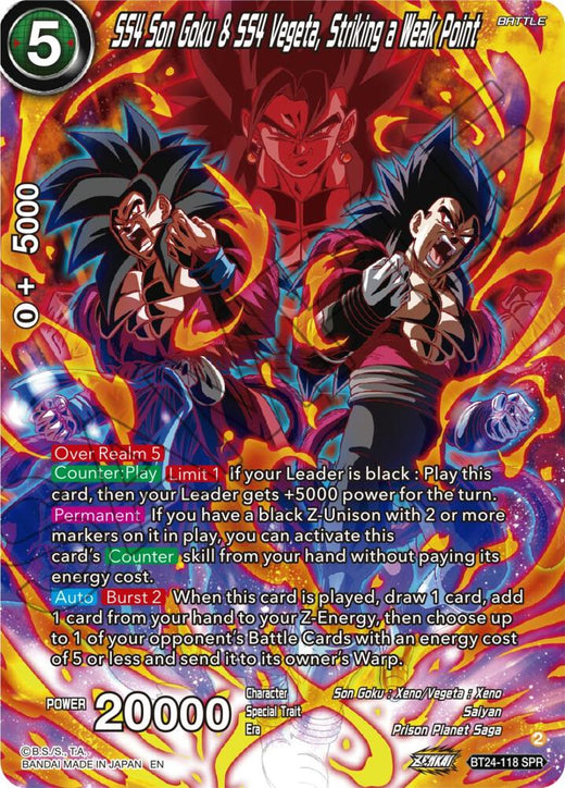 SS4 Son Goku & SS4 Vegeta, Striking a Weak Point (SPR) BT24-118 Special Rare Foil