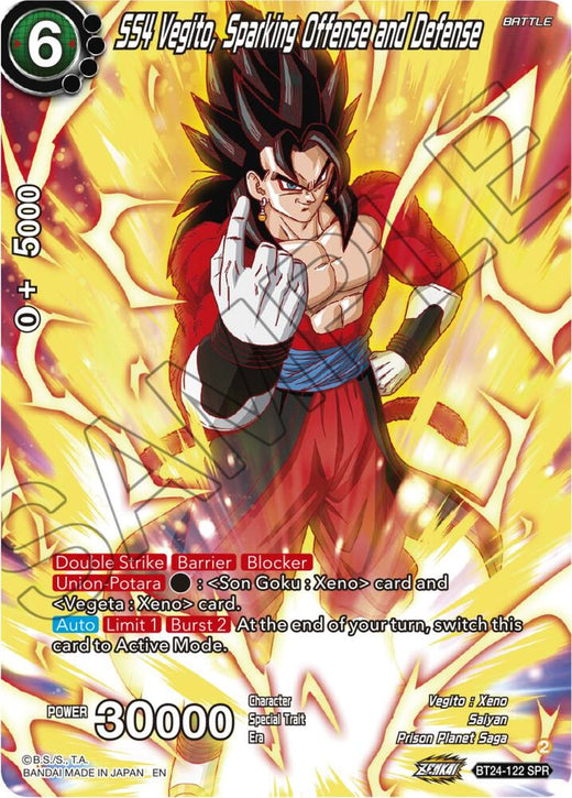 SS4 Vegito, Sparking Offense and Defense (SPR) BT24-122 Special Rare Foil
