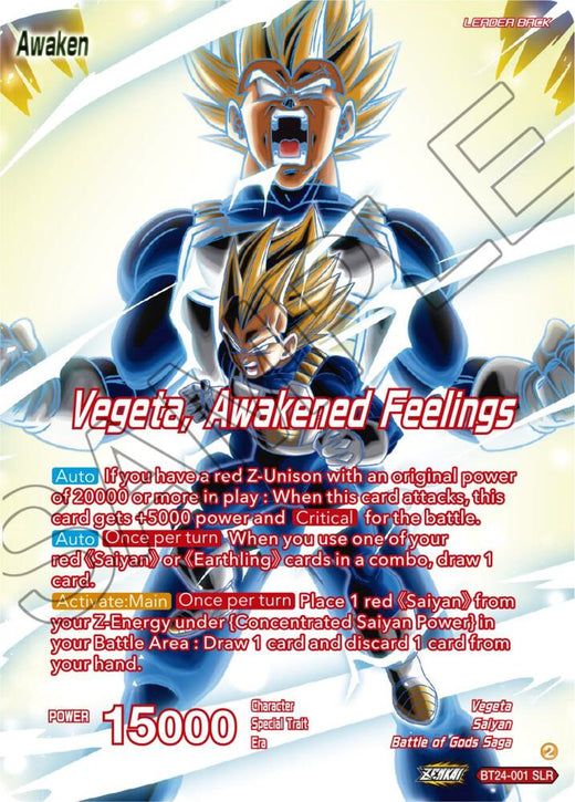 Vegeta // Vegeta, Awakened Feelings (SLR) BT24-001 Special Leader Rare Foil