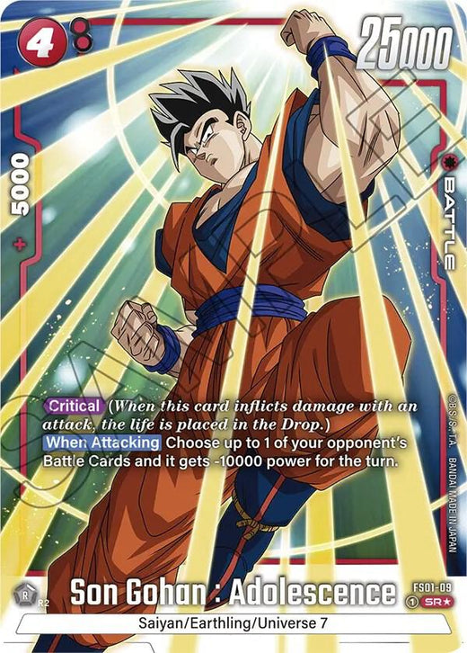 Son Gohan : Adolescencia (Arte Alternativo del Paquete de Bonificación) FS01-09 Súper Rara Holofoil