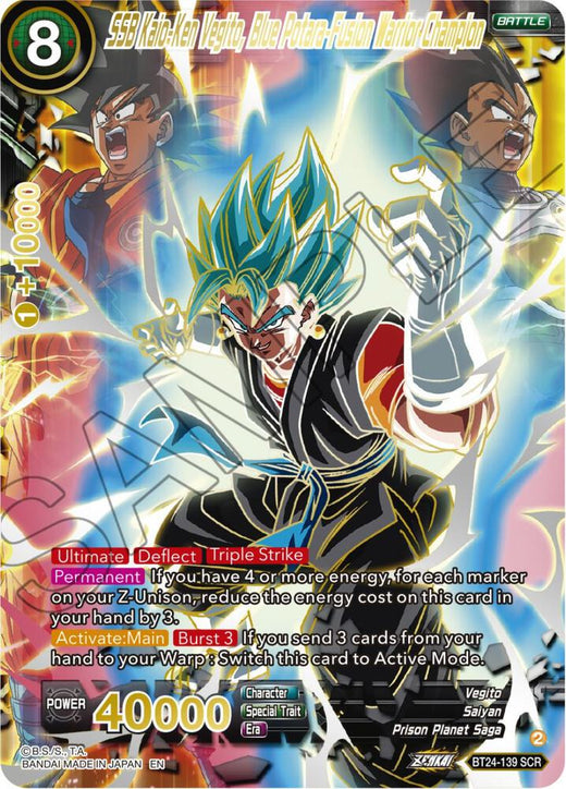 SSB Kaio-Ken Vegito, Blue Potara-Fusion Warrior Champion (Collector Booster Gold) BT24-139 Secret Rare Foil