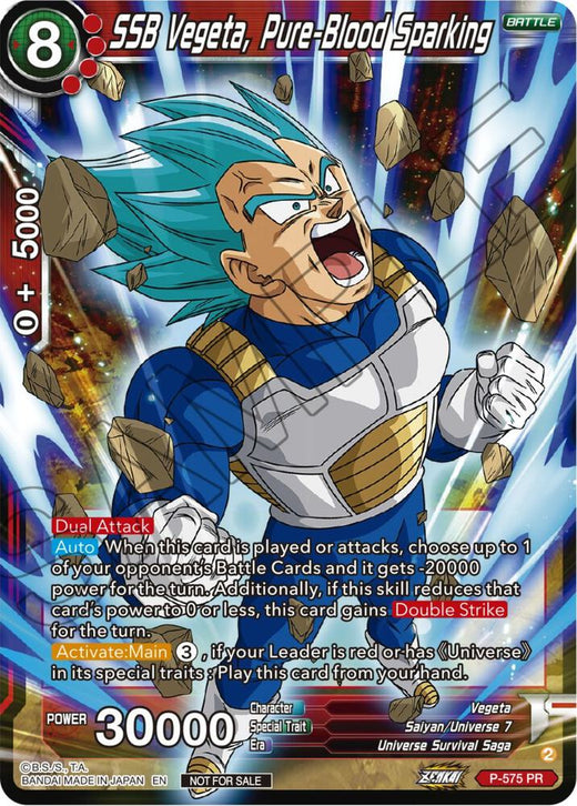 SSB Vegeta, Pure-Blood Sparking (Zenkai Series Tournament Pack Vol.7) P-575 Promo
