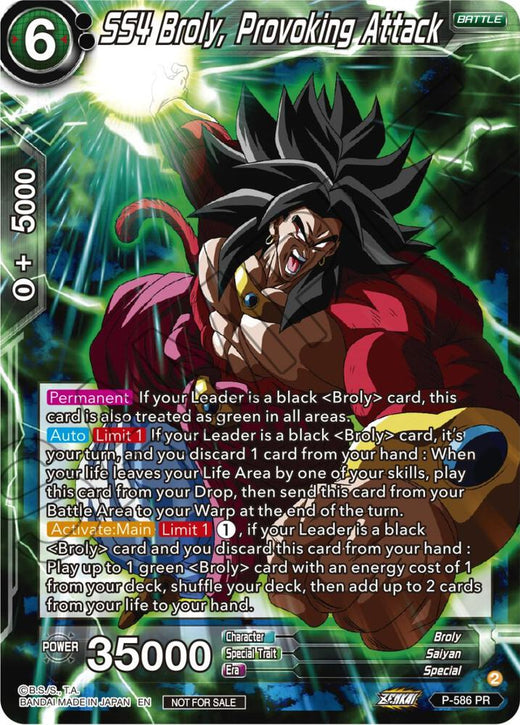 SS4 Broly, Provoking Attack (Zenkai Series Tournament Pack Vol.7) P-586 Promo