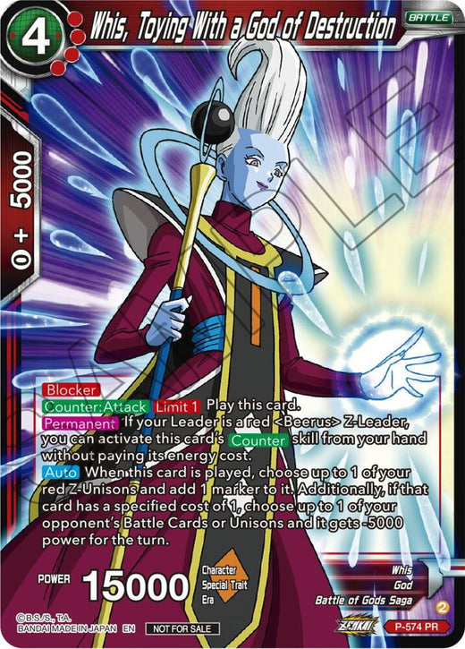 Whis, Toying With a God of Destruction (Zenkai Series Tournament Pack Vol.7) P-574 Promo