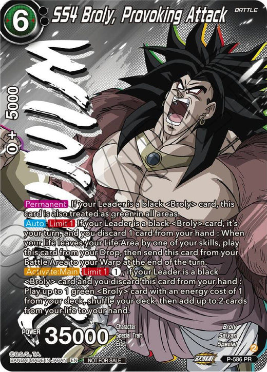SS4 Broly, Provoking Attack (Zenkai Series Tournament Pack Vol.7) (Winner) P-586 Promo Foil