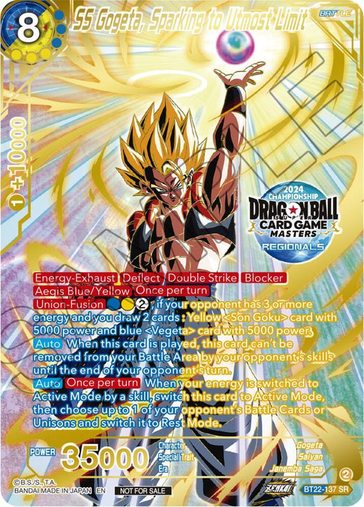 SS Gogeta, Sparking to Utmost Limit (2024 Championship Regionals Top 16) BT22-137 Promo Foil