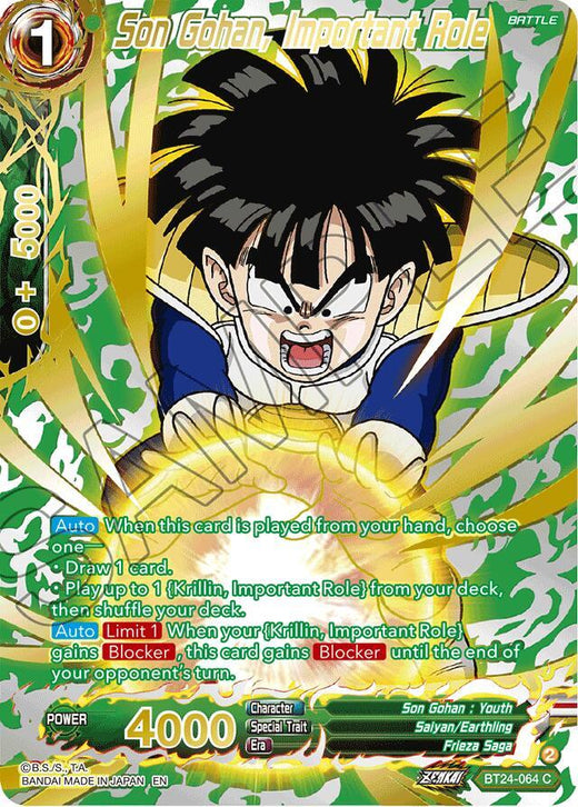 Son Gohan, Important Role (Collector Booster Gold) BT24-064 Common Foil