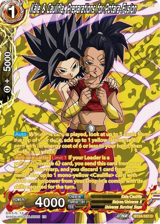 Kale & Caulifla, Preparations for Potara-Fusion (Collector Booster Silver) BT24-107 Common Foil