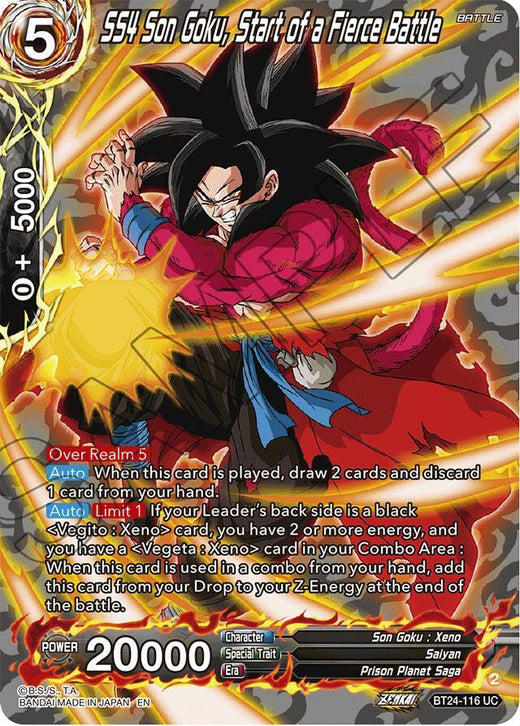SS4 Son Goku, Start of a Fierce Battle (Collector Booster Silver) BT24-116 Uncommon Foil