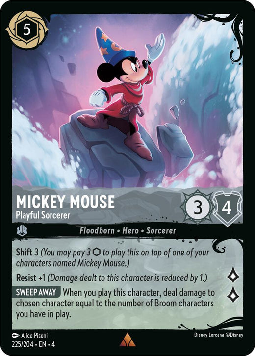 Mickey Mouse - Playful Sorcerer (225/204) Rare Cold Foil