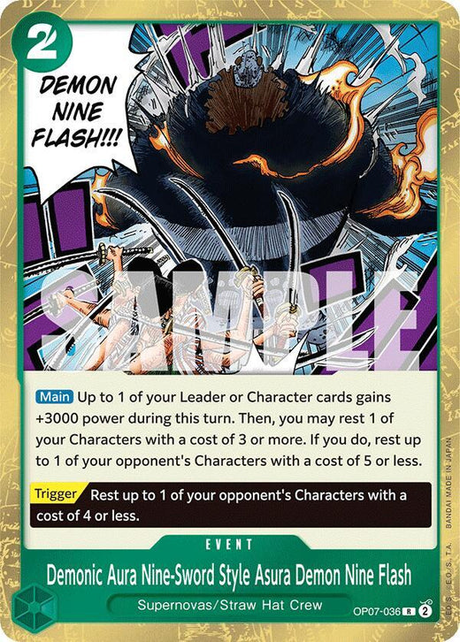 Demonic Aura Nine-Sword Style Asura Demon Nine Flash OP07-036 R Foil