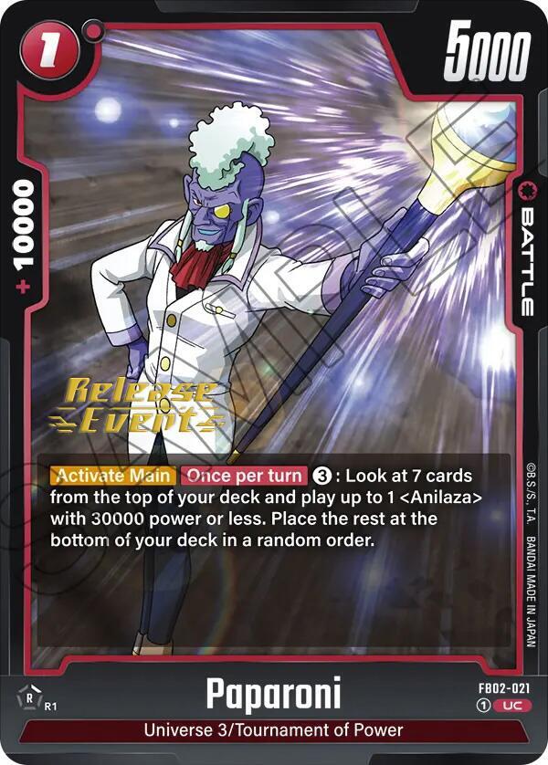DBS Fusion World: Blazing Aura Release Event Cards Singles