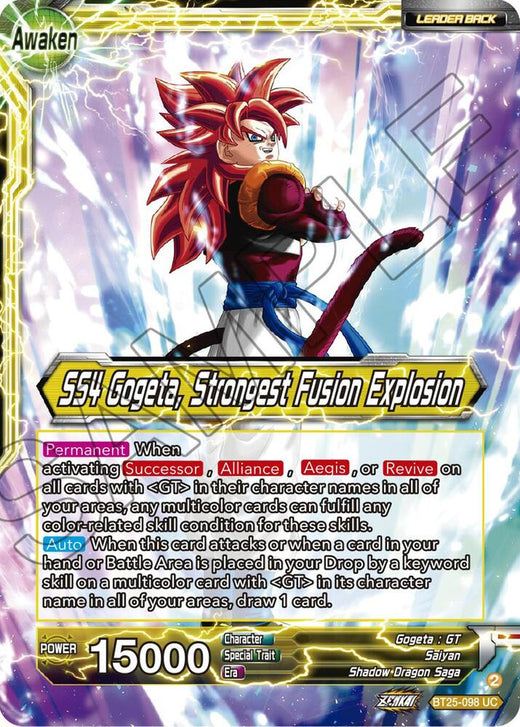 SS4 Son Goku & SS4 Vegeta // SS4 Gogeta, Strongest Fusion Explosion BT25-098 Uncommon