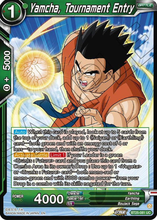 Yamcha, Tournament Entry BT25-081 Uncommon