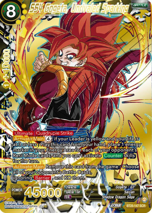 SS4 Gogeta, Unrivaled Sparking BT25-147 Secret Rare Foil