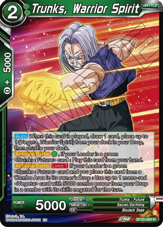 Trunks, Warrior Spirit BT25-080 Rare Foil