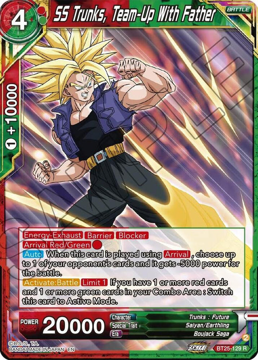 SS Trunks, Team-Up With Father BT25-129 Rare Foil