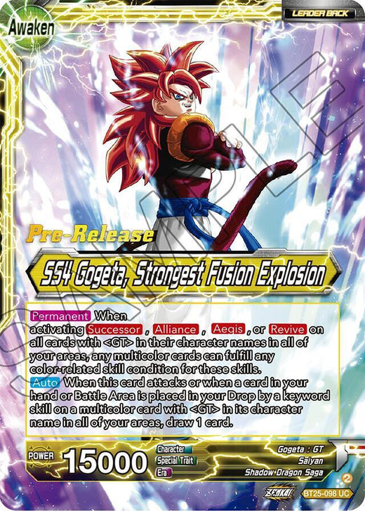 SS4 Son Goku & SS4 Vegeta // SS4 Gogeta, Strongest Fusion Explosion BT25-098 Uncommon