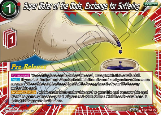 Super Water of the Gods, Exchange for Suffering BT25-008 Uncommon