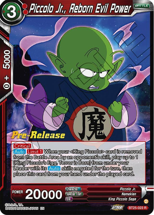 Piccolo Jr., Reborn Evil Power BT25-023 Rare Foil