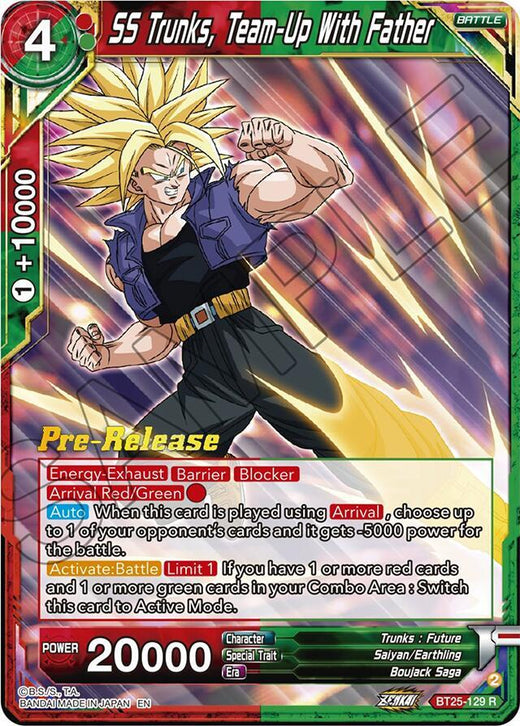 SS Trunks, Team-Up With Father BT25-129 Rare Foil