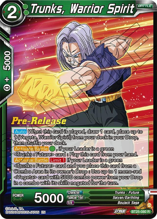 Trunks, Warrior Spirit BT25-080 Rare Foil