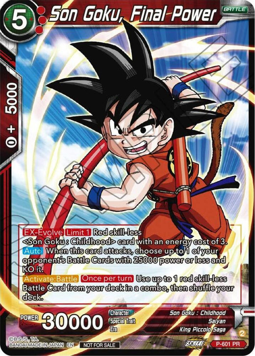 Son Goku, Final Power (Zenkai Series Tournament Pack Vol.8) P-601 Promo