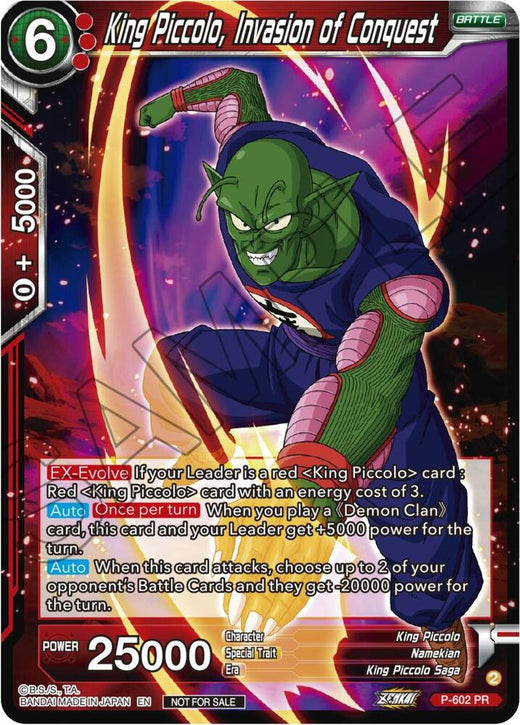 King Piccolo, Invasion of Conquest (Zenkai Series Tournament Pack Vol.8) P-602 Promo